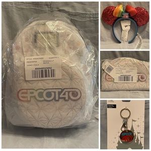NEW Walt‎ Disney EPCOT 40th Spaceship Earth Backpack Wallet Loungefly Ears Key